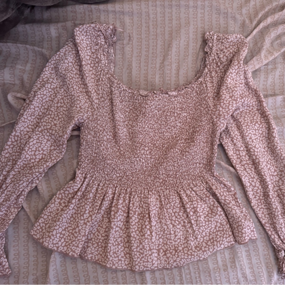 URBAN Romantics Pink Smocked Peplum Blouse